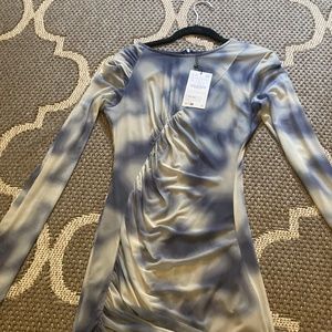 Zara Mesh Long Sleeve Mini Dress
